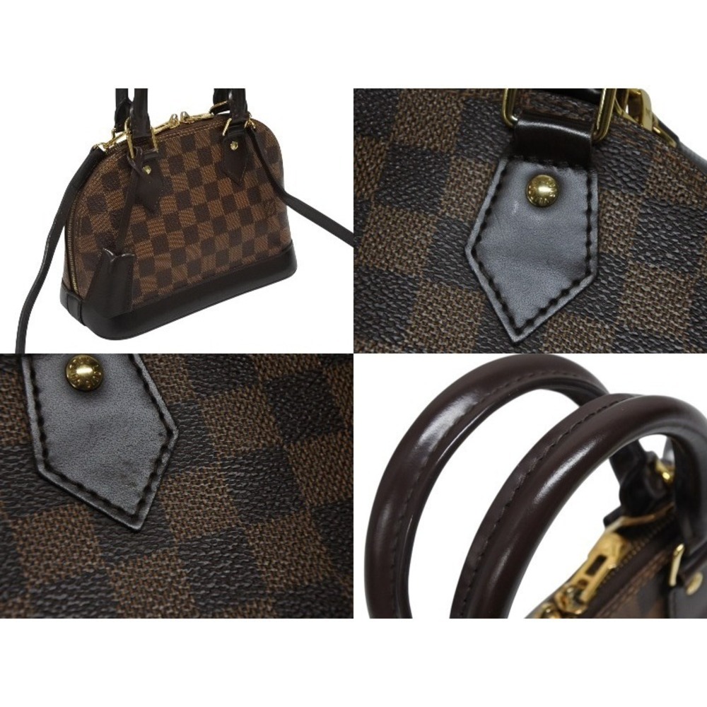 Louis Vuitton Brown Damier Bag Shoulder Ebene Handbag Alma Leather - Picture 4 of 9